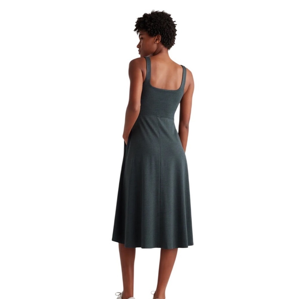 Quince Flowknit Breeze Fit & Flare Dress - Heather Green - Small - NWT - Picture 2 of 12